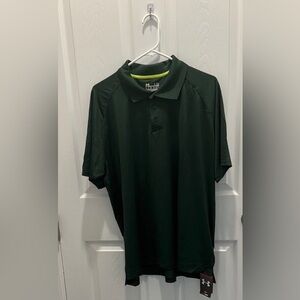 Under Armour LG Men's Forest Green Polo with Lime Accent